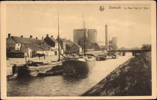 Ak Diksmuide Dixmude Westflandern, Le Haut Pont et l'Yser