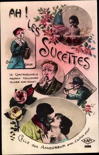 Ak Celle des Amoureux, Les Sucettes, La Contribuable pourra Toujours slicer son doigt