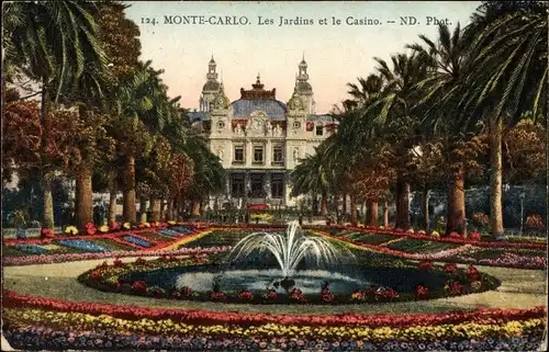 Ak Monte Carlo Monaco, Les Jardins et le Casino