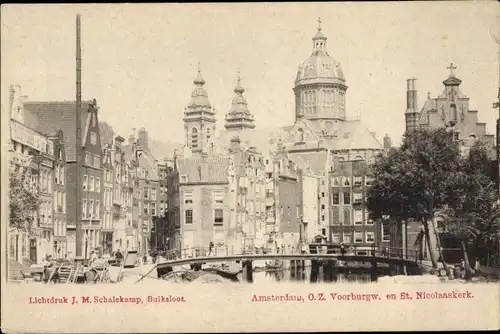 Ak Amsterdam Nordholland Niederlande, O. Z. Voorburgw. en St. Nicolaaskerk