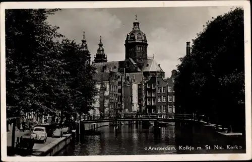 Ak Amsterdam Nordholland Niederlande, Kolkje m. St. Nic. Kerk