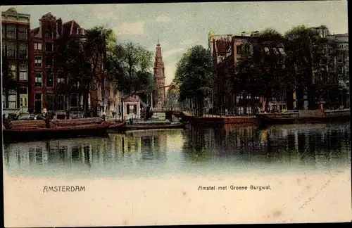 Ak Amsterdam Nordholland, Amstel met Groene Burgwal