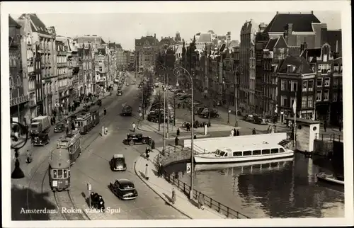 Ak Amsterdam Nordholland, Rokin vanaf Spui, Straßenbahnen