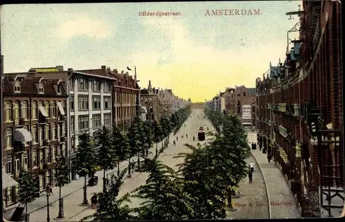 Ak Amsterdam Nordholland Niederlande, Bilderdijkstraat, Straßenbahn