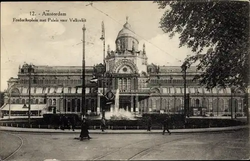 Ak Amsterdam Nordholland Niederlande, Frederiksplein met Paleis voor Volksvlijt