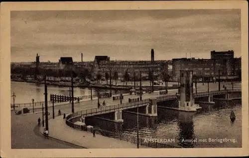 Ak Amsterdam Nordholland Niederlande, Amstel met Berlagebrug