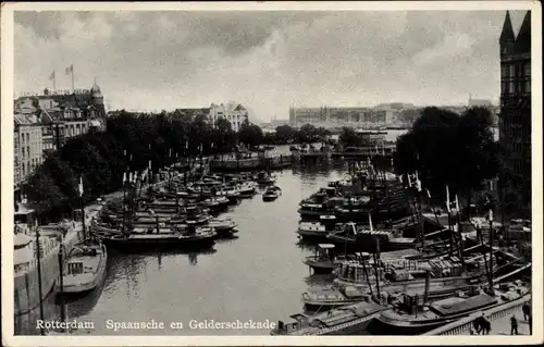 Ak Rotterdam Südholland Niederlande, Spaansche en Gelderschekade