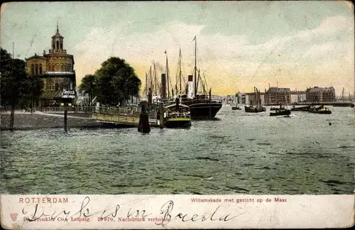 Ak Rotterdam Südholland Niederlande, Willemskade met gezicht op de Maas