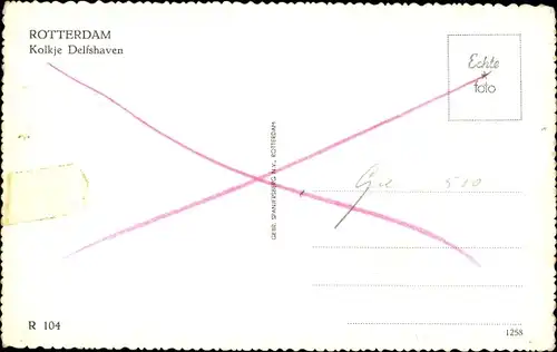 Ak Rotterdam Südholland Niederlande, Kolkje Delfshaven