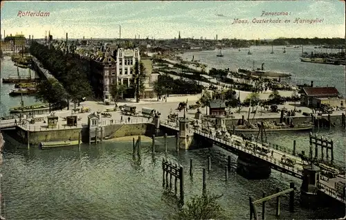 Ak Rotterdam Südholland Niederlande, Panorama, Maas, Oosterkade en Haringvliet