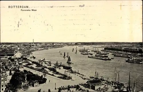Ak Rotterdam Südholland Niederlande, Panorama Maas