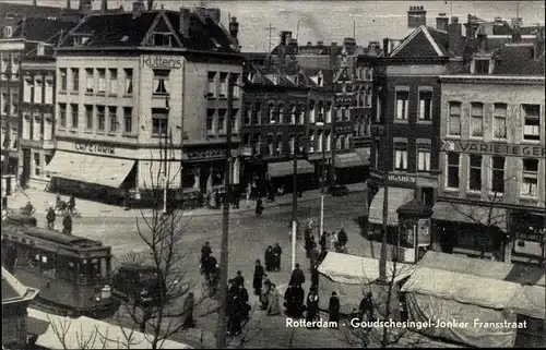 Ak Rotterdam Südholland Niederlande, Goudschesingel Jonker Fransstraat, Straßenbahn