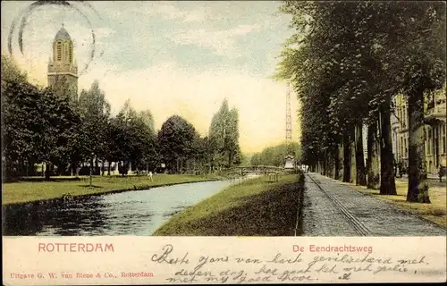 Ak Rotterdam Südholland Niederlande, De Eendrachtsweg