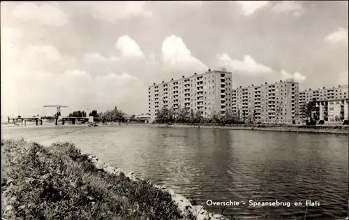 Ak Overschie Rotterdam Südholland, Spaansebrug en Flats