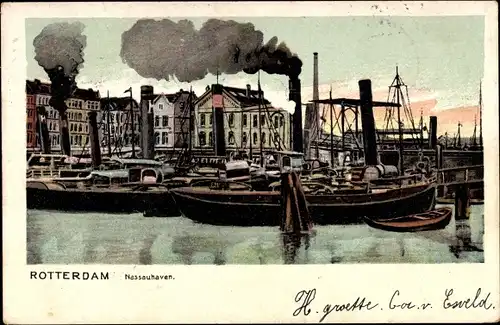 Ak Rotterdam Südholland Niederlande, Nassauhaven, Boote