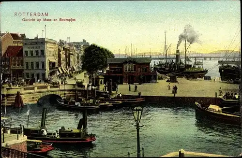 Ak Rotterdam Südholland Niederlande, Maas en Boompjes