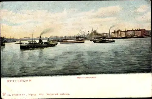 Ak Rotterdam Südholland Niederlande, Maas Panorama