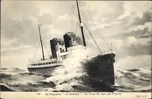 Ak Paquebot La Savoice, CGT, Un Coup de mer