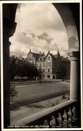 Ak Umea Schweden, Stora Hotellet sett fran Radhuset