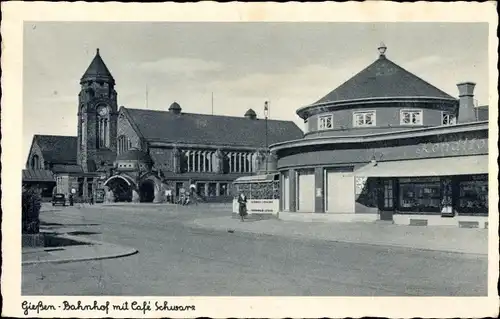 Ak Gießen an der Lahn Hessen, Bahnhof, Café Schwarz