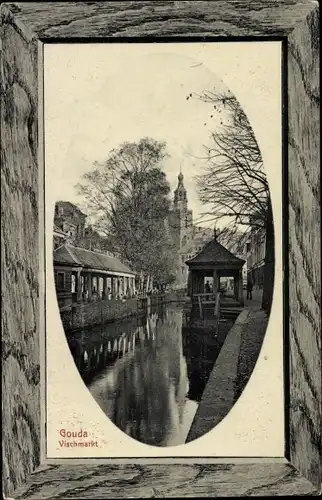 Präge Passepartout Ak Gouda Südholland Niederlande, Vischmarkt