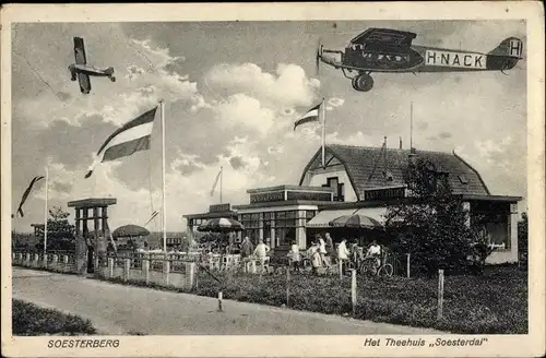 Ak Soesterberg Utrecht Niederlande, Het Theehuis Soesterdal, Flugzeuge