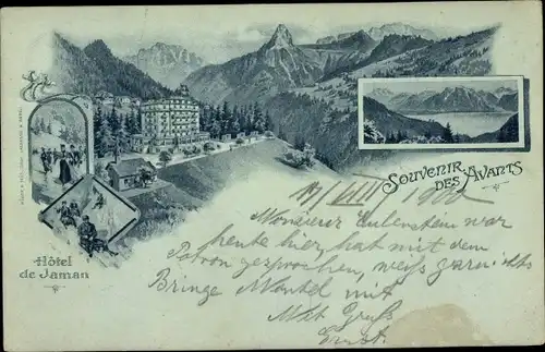 Litho Les Avants Montreux Kanton Waadt, Hotel de Jaman, Bergpanorama