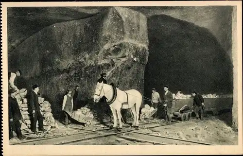 Ak Wieliczka Groß Salze Polen, Przewoz soli w kopalni, Beförderung von Salz in der Grube