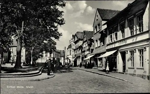 Ak Melle in Niedersachsen, Markt, Straßenpartie