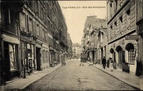Ak Paris X, Rue des Vinaigres, Menuiserie Parquets, Geschäfte