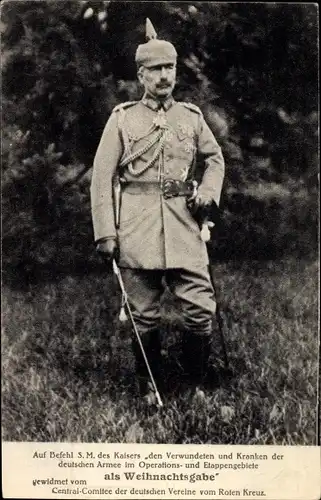 Ak Kaiser Wilhelm II, Standportrait, Uniform, Pickelhaube, Orden, Säbel