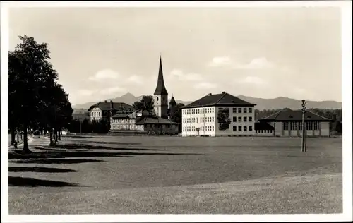 Ak Miesbach in Oberbayern, Knaben- und Mädchenschule, Portiunkulakirche