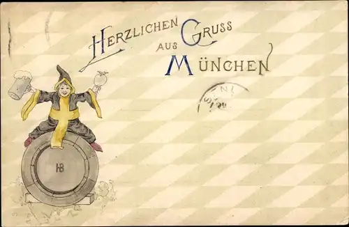 Ak München, Bierfass, Münchner Kindl