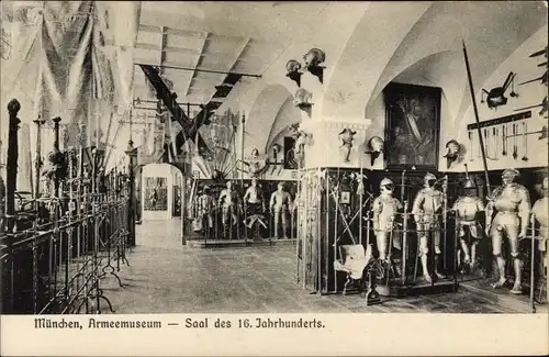 Ak München, Armeemuseum, Saal des 16. Jahrhunderts
