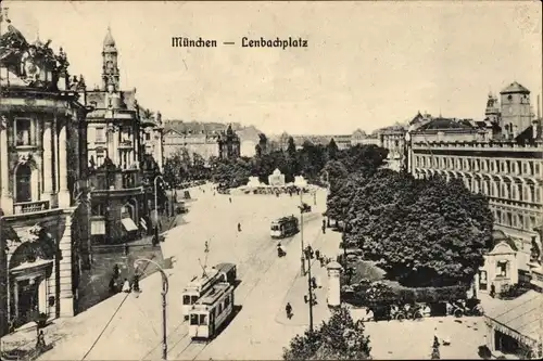 Ak München, Lenbachplatz, Straßenbahn