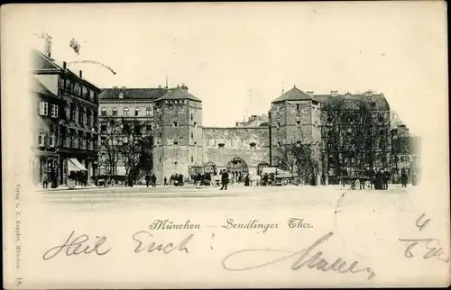Ak München, Sendlinger Tor, Pferdegespann
