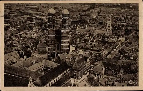 Ak München, Stadtzentrum, Dom, Fliegeraufnahme