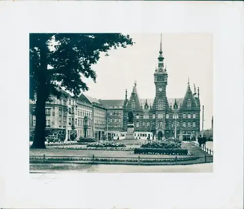 Foto Elbląg Elbing Westpreußen, Rathaus, Denkmal, Straßenbahn