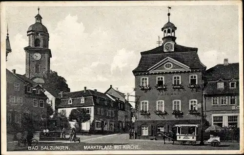 Ak Bad Salzungen in Thüringen, Marktplatz mit Kirche
