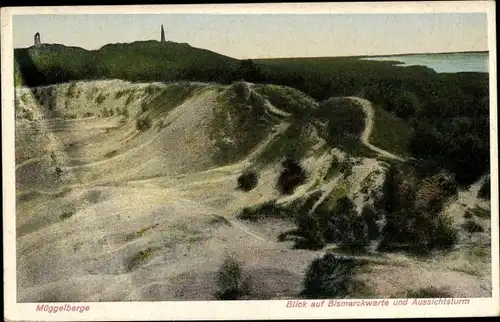 Ak Berlin Köpenick, Müggelberge, Bismarckwarte und Aussichtsturm