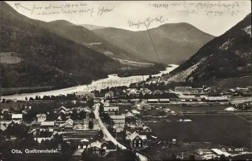 Ak Otta Norwegen, Gudbrandsdal, Blick auf den Ort