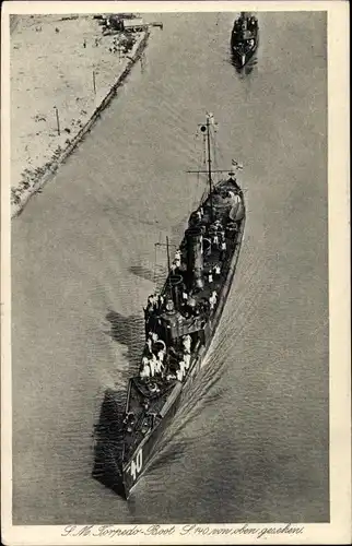 Ak Deutsches Kriegsschiff, 40, Torpedoboot, Fliegeraufnahme