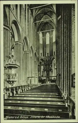 Ak Hansestadt Wismar, Inneres der Nikolaikirche