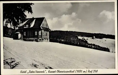 Ak Oberwiesenthal im Erzgebirge Sachsen, Hotel Rotes Vorwerk, Winter