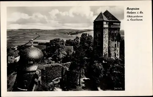 Ak Stolpen in Sachsen, Burgruine, Schösserturm, Coselturm, Panorama