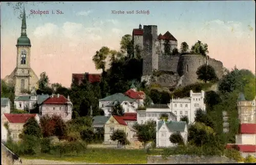 Ak Stolpen in Sachsen, Kirche, Schloss
