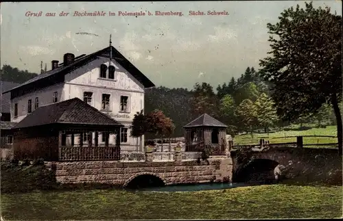 Ak Ehrenberg Hohnstein Sächsische Schweiz, Bockmühle im Polenztale