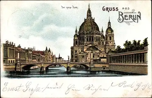 Litho Berlin Mitte, Der neue Dom, Brücke