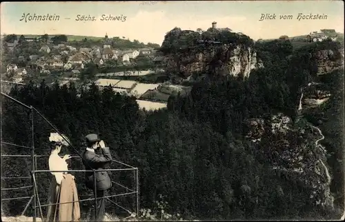 Ak Hohnstein der Sächsischen Schweiz, Blick vom Hockstein auf den Ort