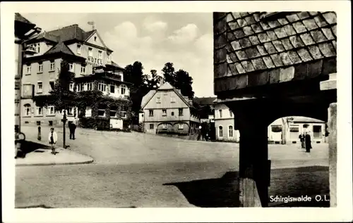 Ak Schirgiswalde in Sachsen, Straßenpartie, Hotel